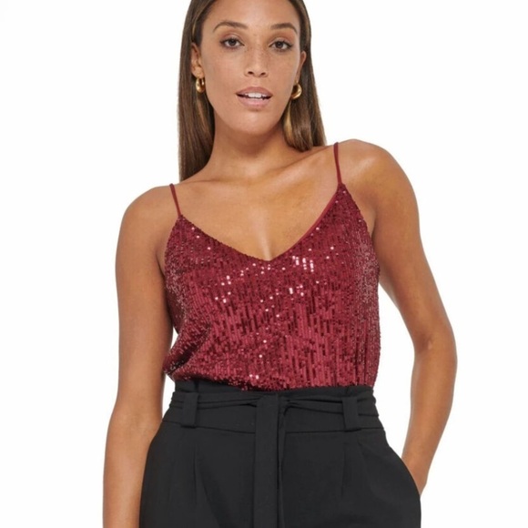 Calvin Klein cranberry sequin Cami tank top - Picture 1 of 4